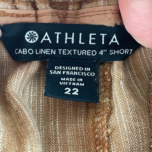 ATHLETA CABO LINEN TEXTURED 4" SHORTS, SIZE 22 - Picture 2 of 8